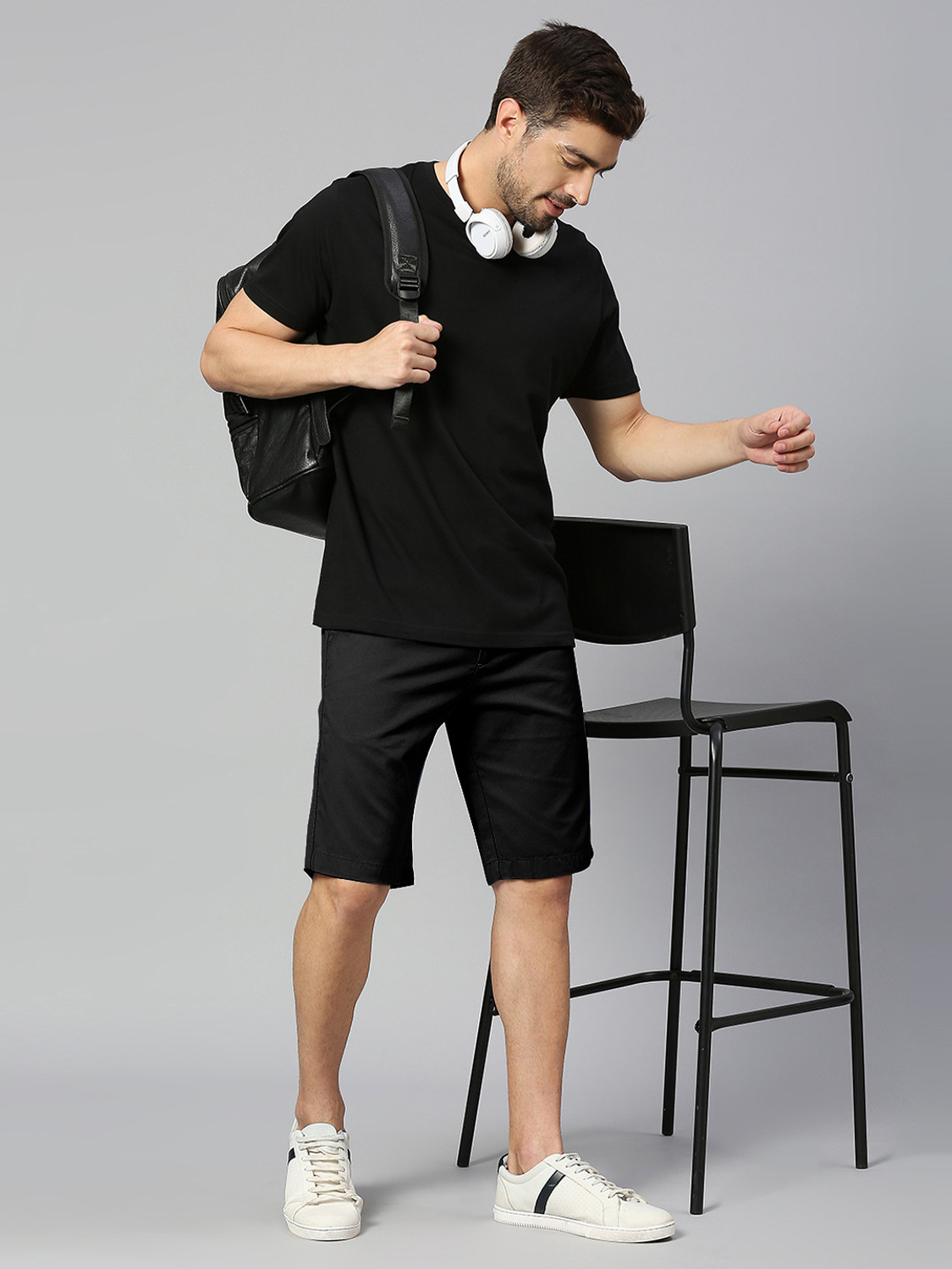 Image of Thomas Scott Solid Men Black Chino Shorts