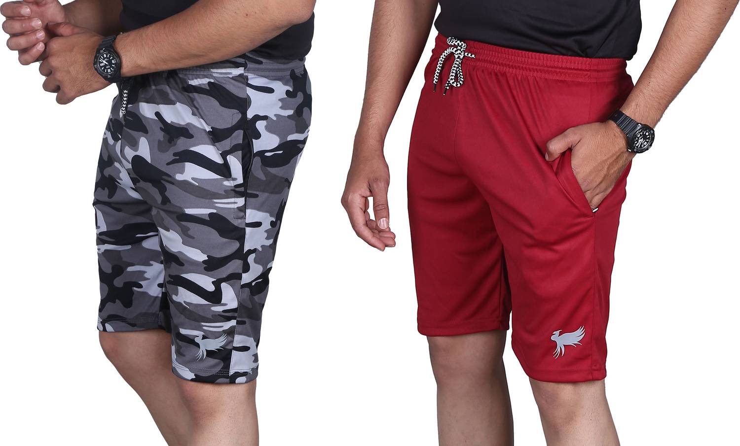 POPLENS Printed Men Multicolor, Maroon Regular Shorts