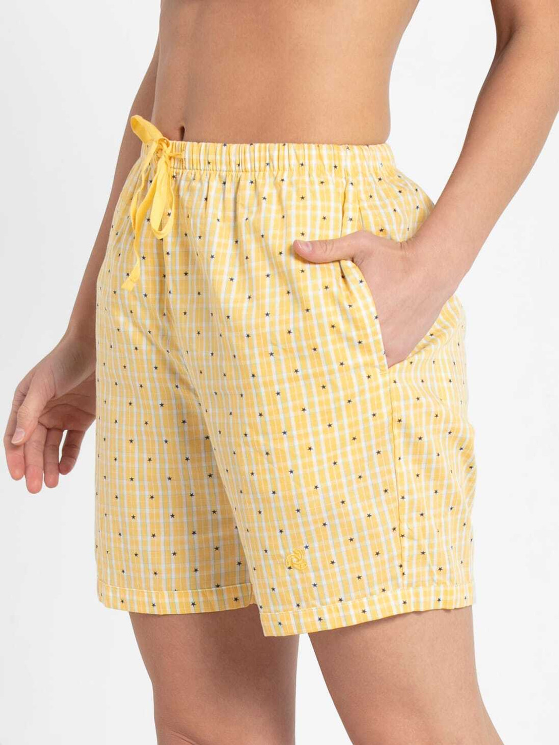 Image of JOCKEY Printed Women Yellow Boxer Shorts
