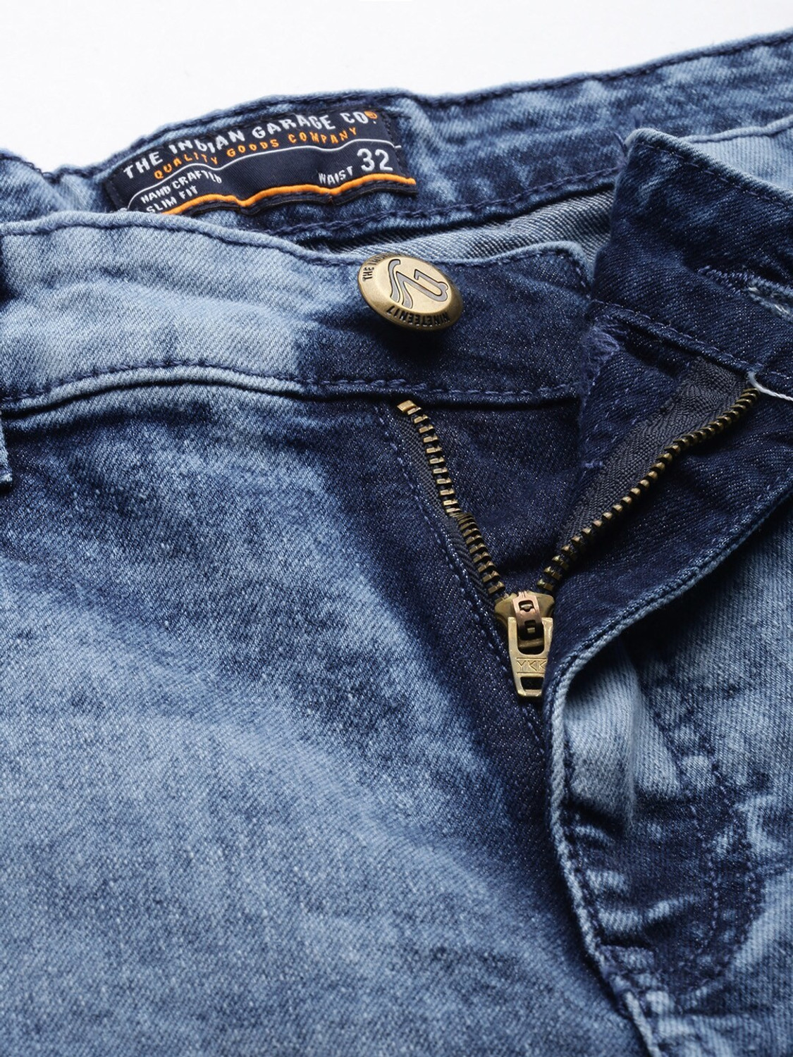 Image of The Indian Garage Co. Solid Men Blue Denim Shorts