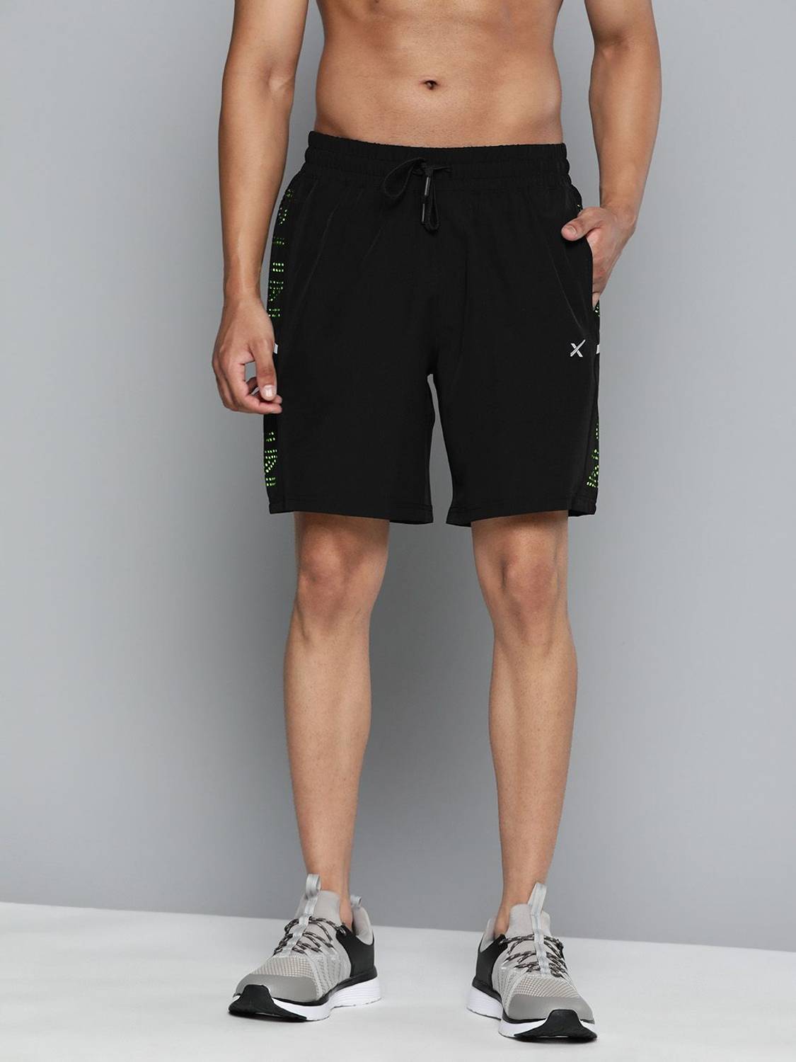 HRX Men Black, Green Running Shorts - Image 2