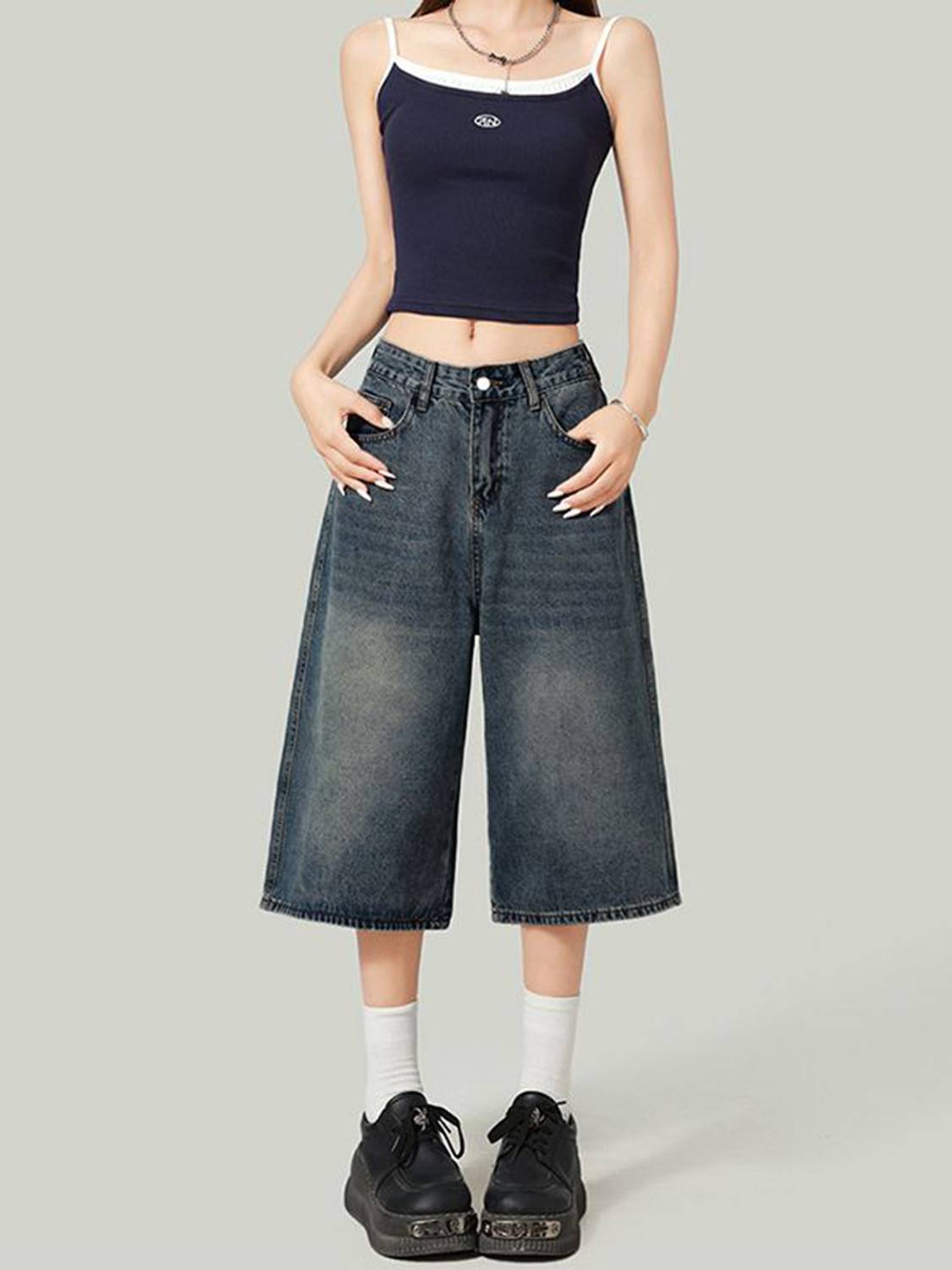 AADVI Women Blue Baggy Shorts