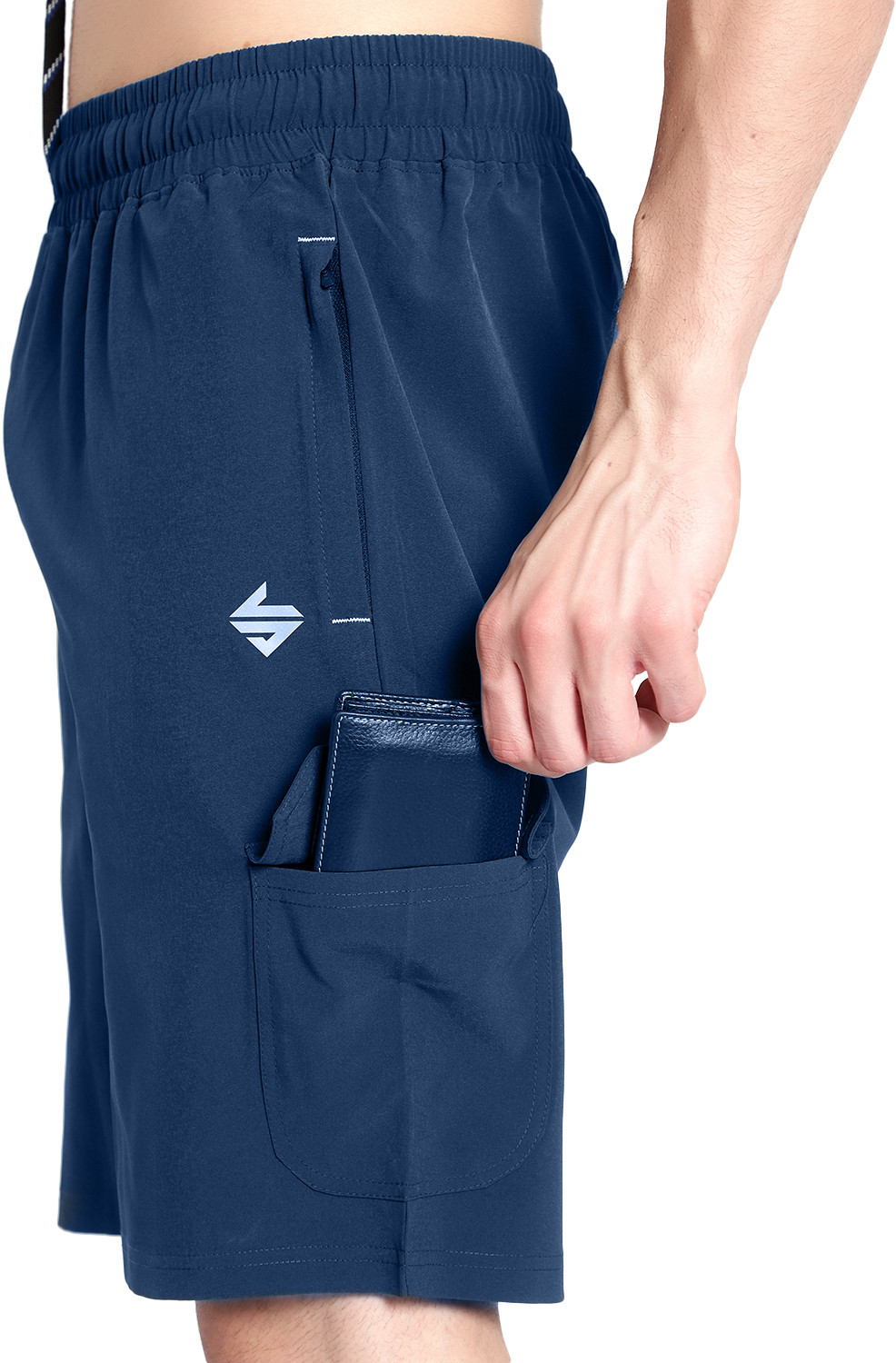 Image of John Ally Solid, Color Block, Striped Men Dark Blue Sports Shorts, Gym Shorts, Cargo Shorts, Running Shorts, Casual Shorts