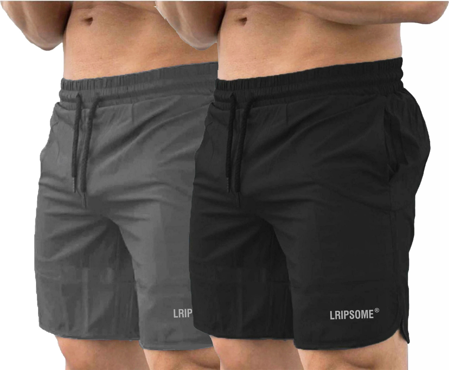 Image of Lripsome Printed Men Grey, Black Sports Shorts