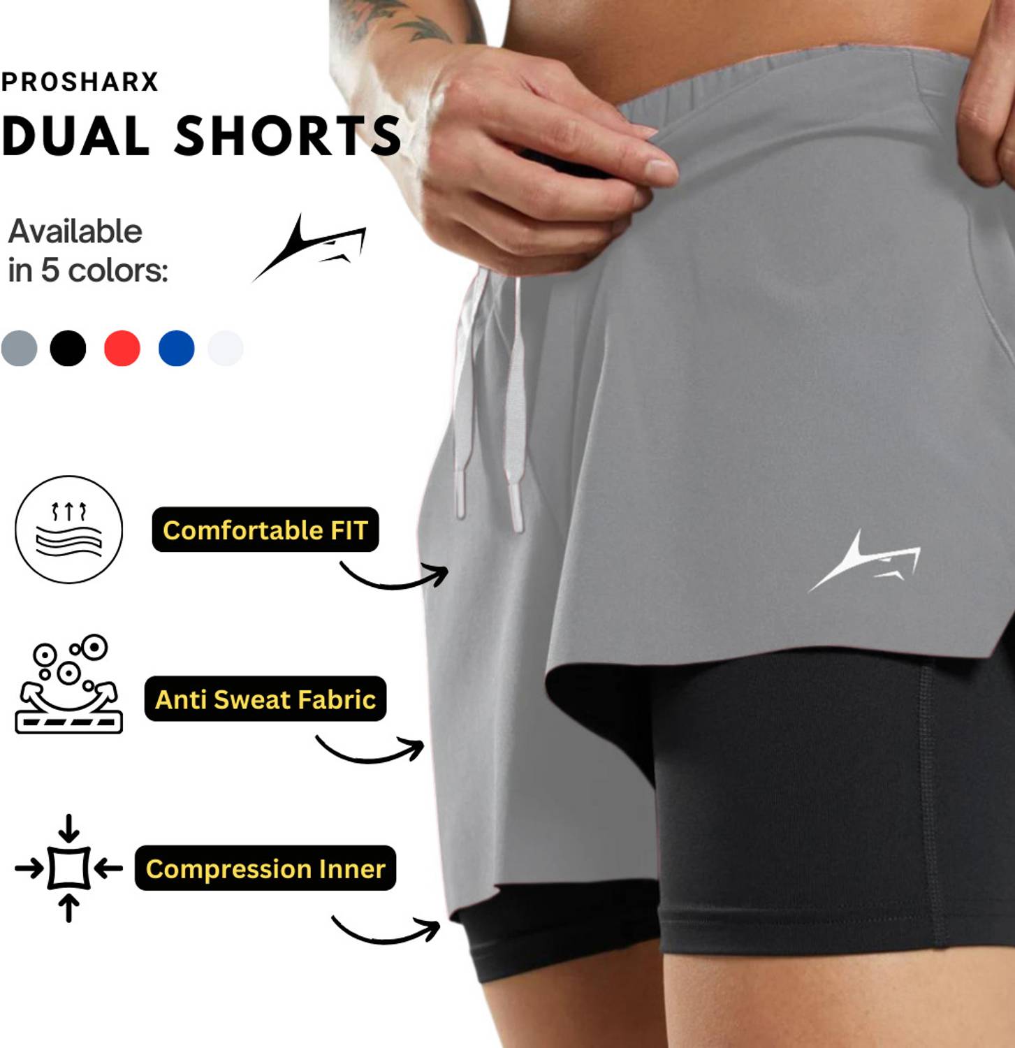 Prosharx Solid Men Grey Gym Shorts