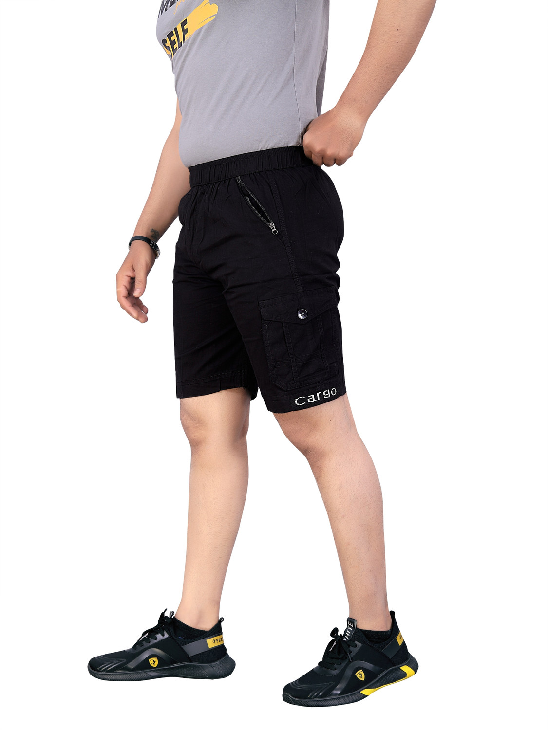 Image of HARICREATION Solid Men Black Casual Shorts