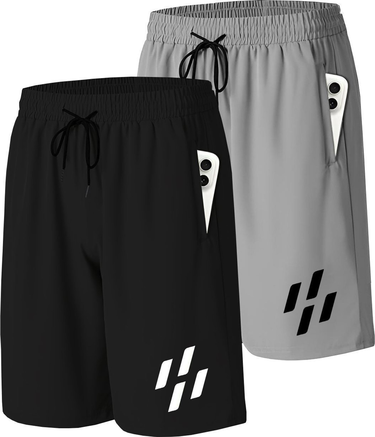 Image of ROYSTER CALLUS Printed Men Black, Grey Sports Shorts
