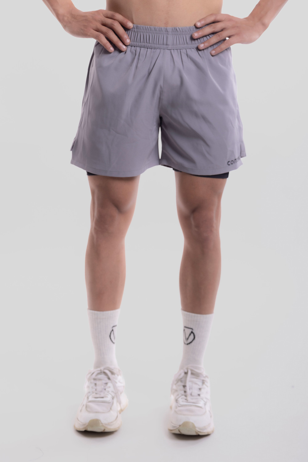 Image of COITONIC Solid Men Grey Sports Shorts