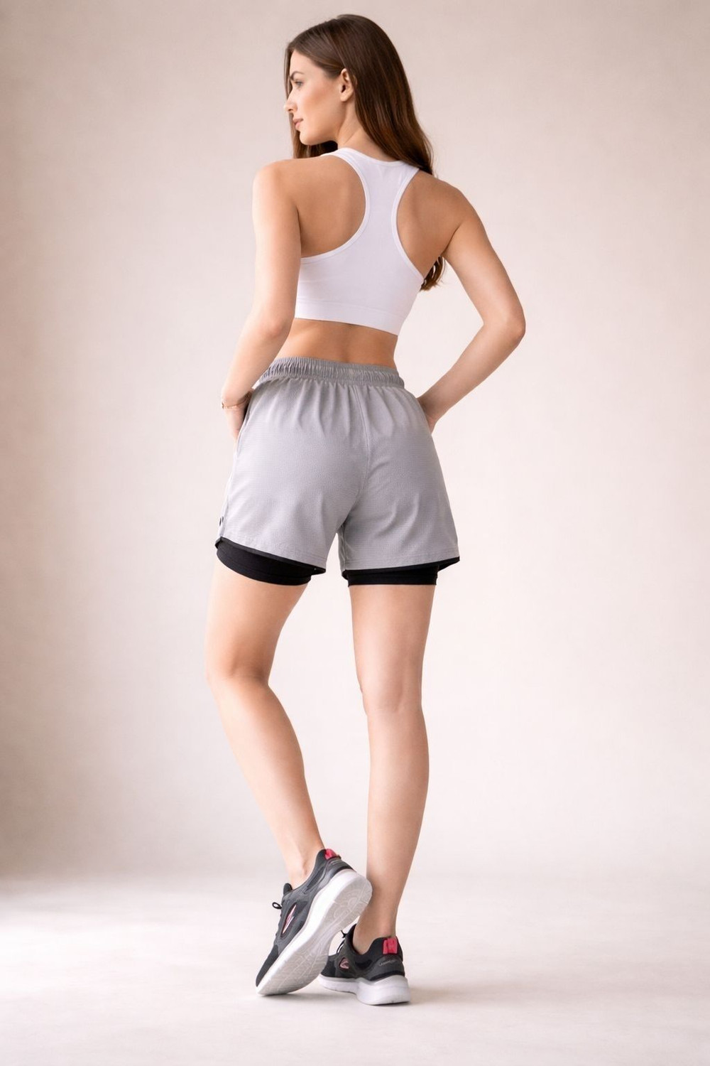 Image of HOUSE OF FUSION Solid Women Grey, Black Gym Shorts, Cycling Shorts, Running Shorts, Sports Shorts, Casual Shorts
