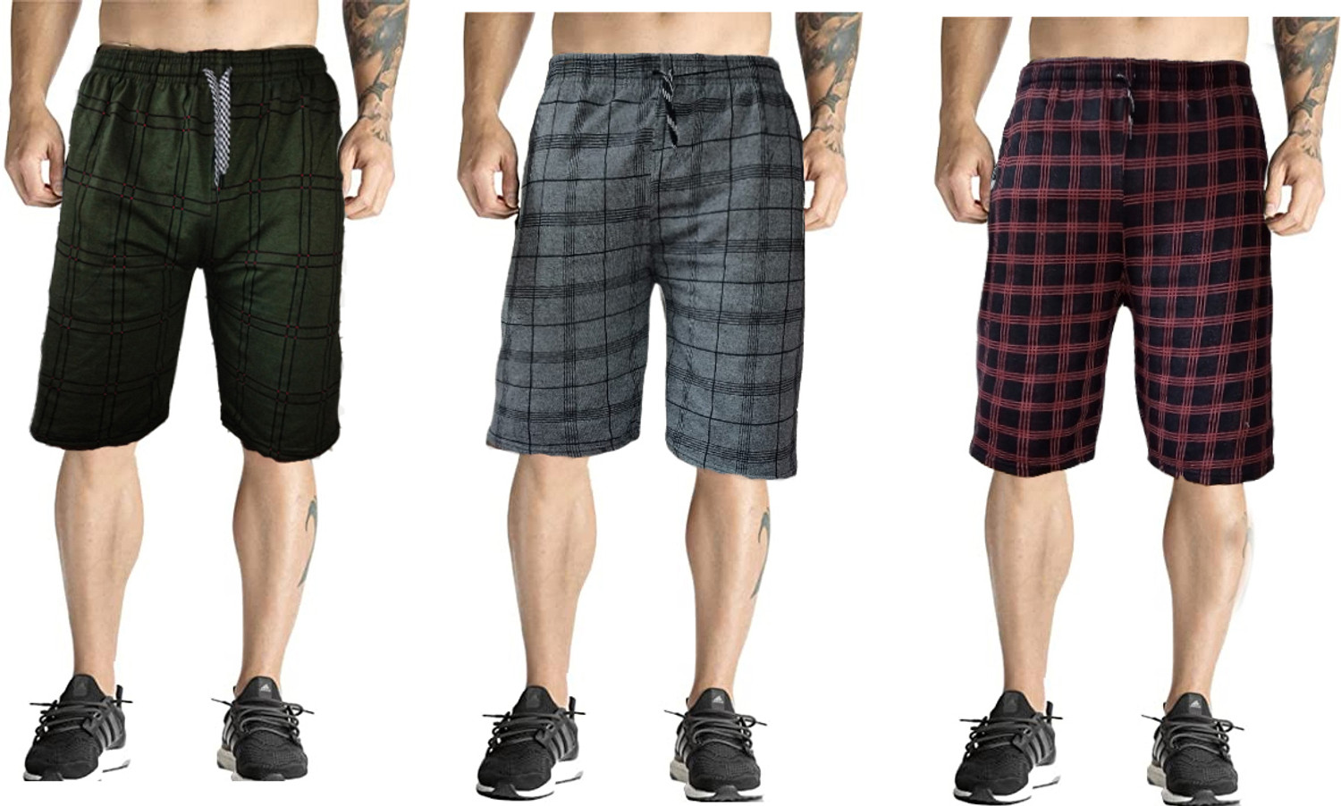 Image of Sathvik Tex Checkered Men Blue Bermuda Shorts