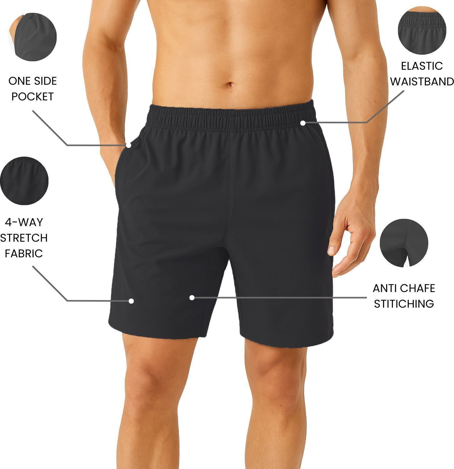 Image of never lose Solid Men Black, Grey Gym Shorts, Bermuda Shorts, Boxer Shorts, Cycling Shorts, Gym Shorts, Sports Shorts