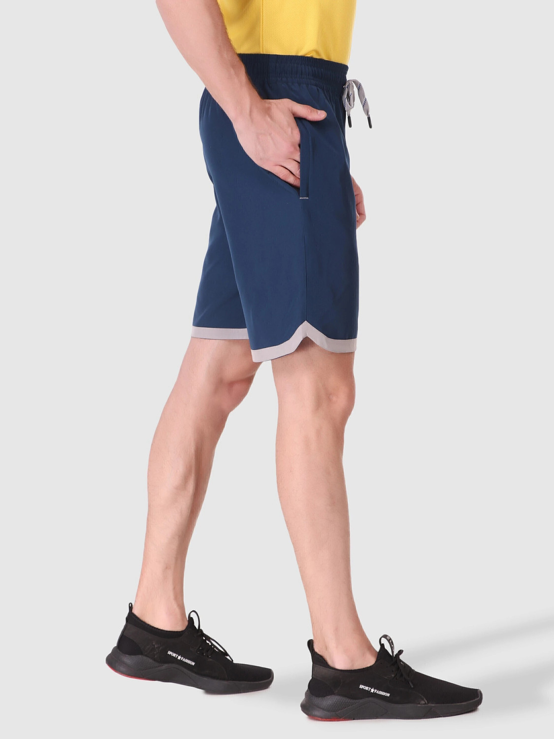 Image of Fitinc Solid Men Blue Sports Shorts, Regular Shorts, Running Shorts, Gym Shorts, Cycling Shorts