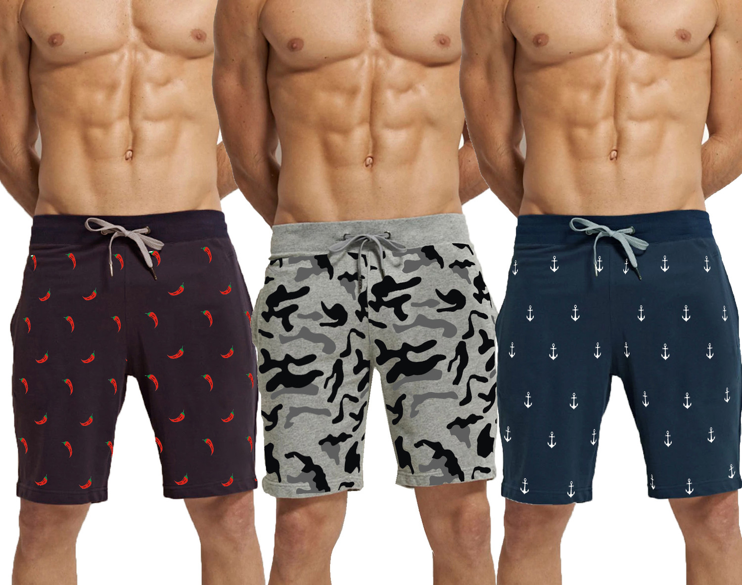 Image of HOTFITS Printed Men Multicolor Basic Shorts