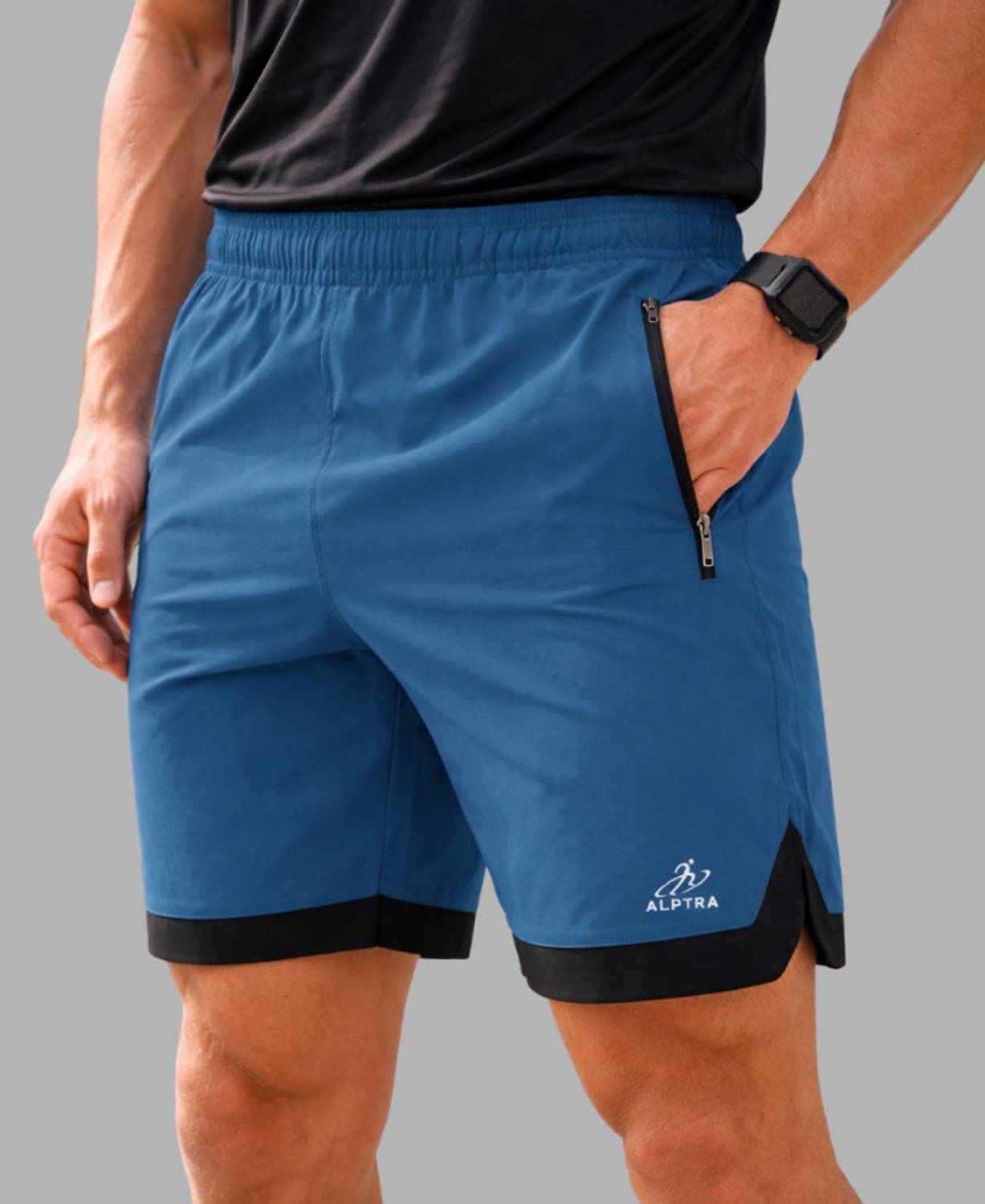 ALPTRA Solid Men Blue Gym Shorts