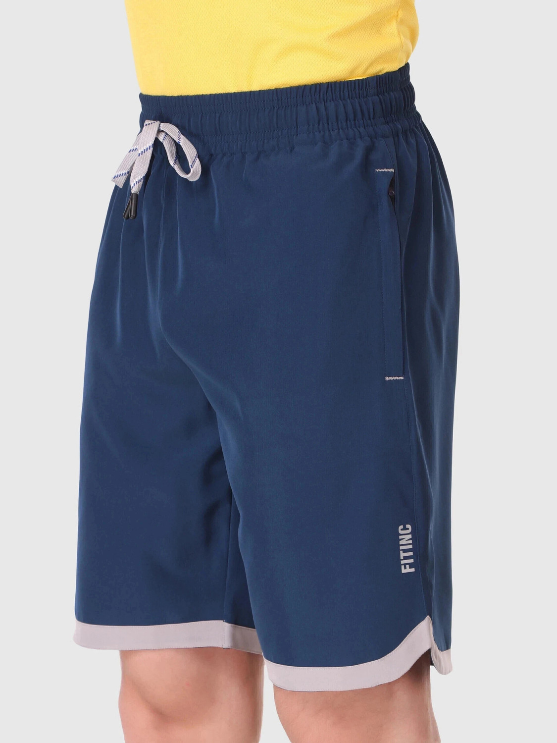 Image of Fitinc Solid Men Blue Sports Shorts, Regular Shorts, Running Shorts, Gym Shorts, Cycling Shorts