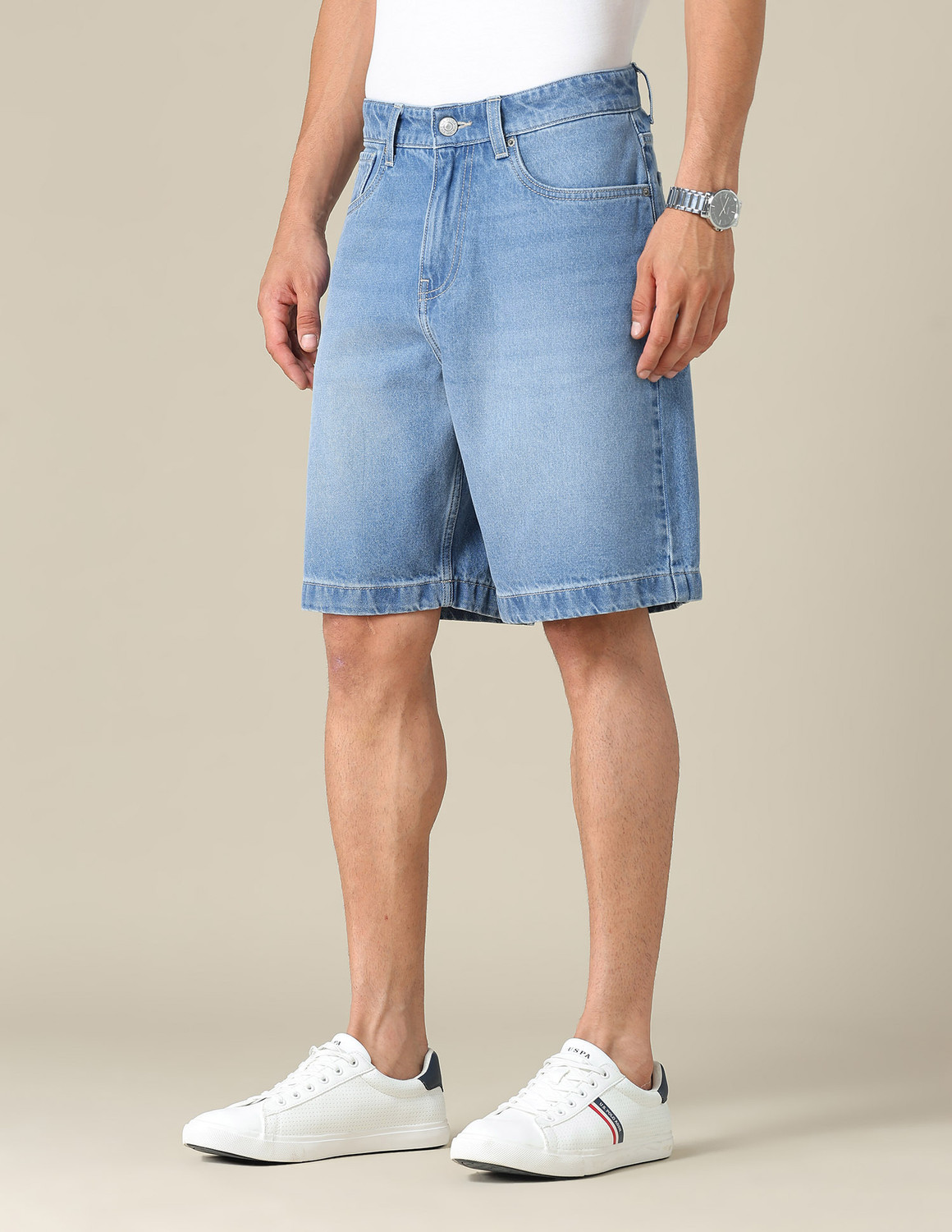 Image of U.S. Polo Assn. Denim Co. Solid Men Blue Casual Shorts