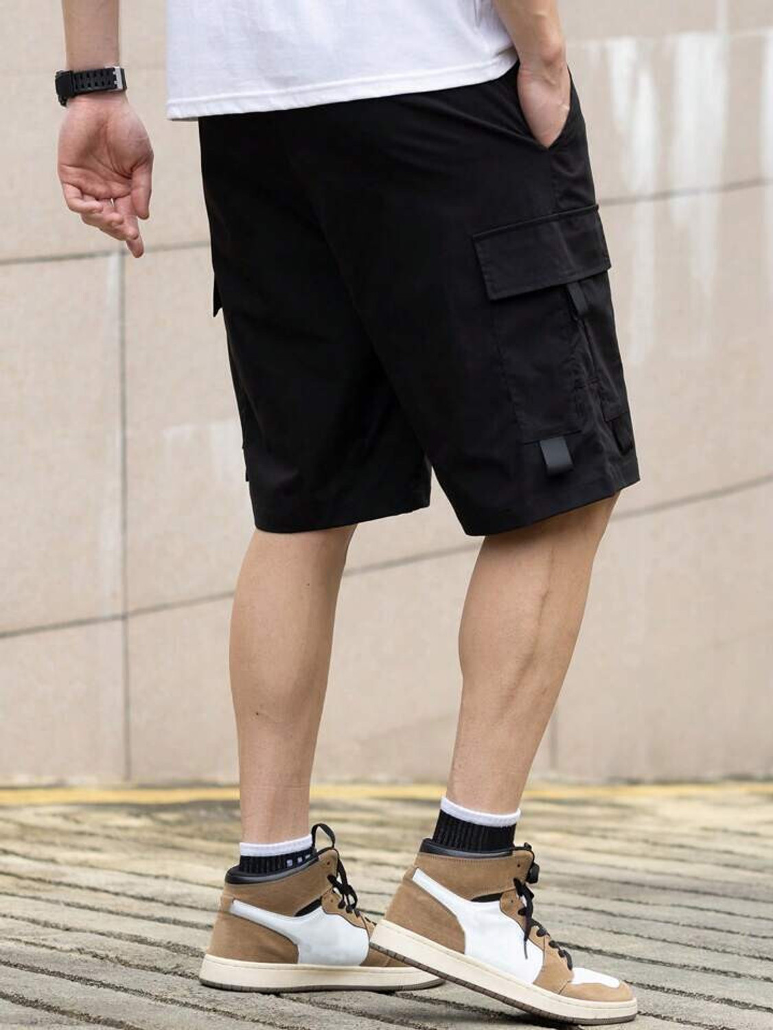 Image of TYRELL Solid Men Black Cargo Shorts