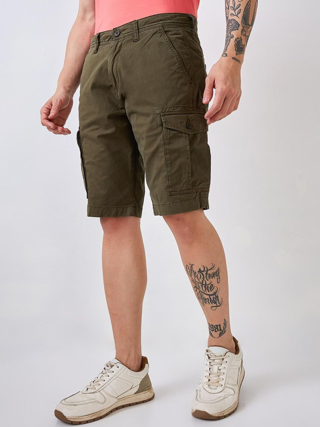 Image of Spykar Solid Men Green Basic Shorts