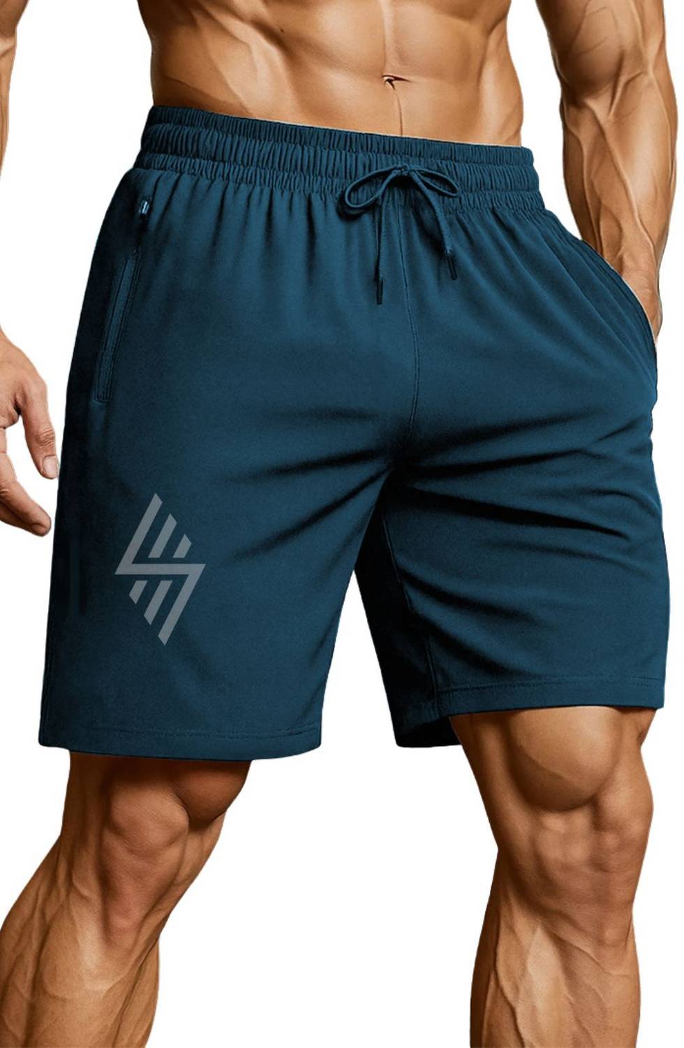 3colors Printed Men Dark Blue Sports Shorts