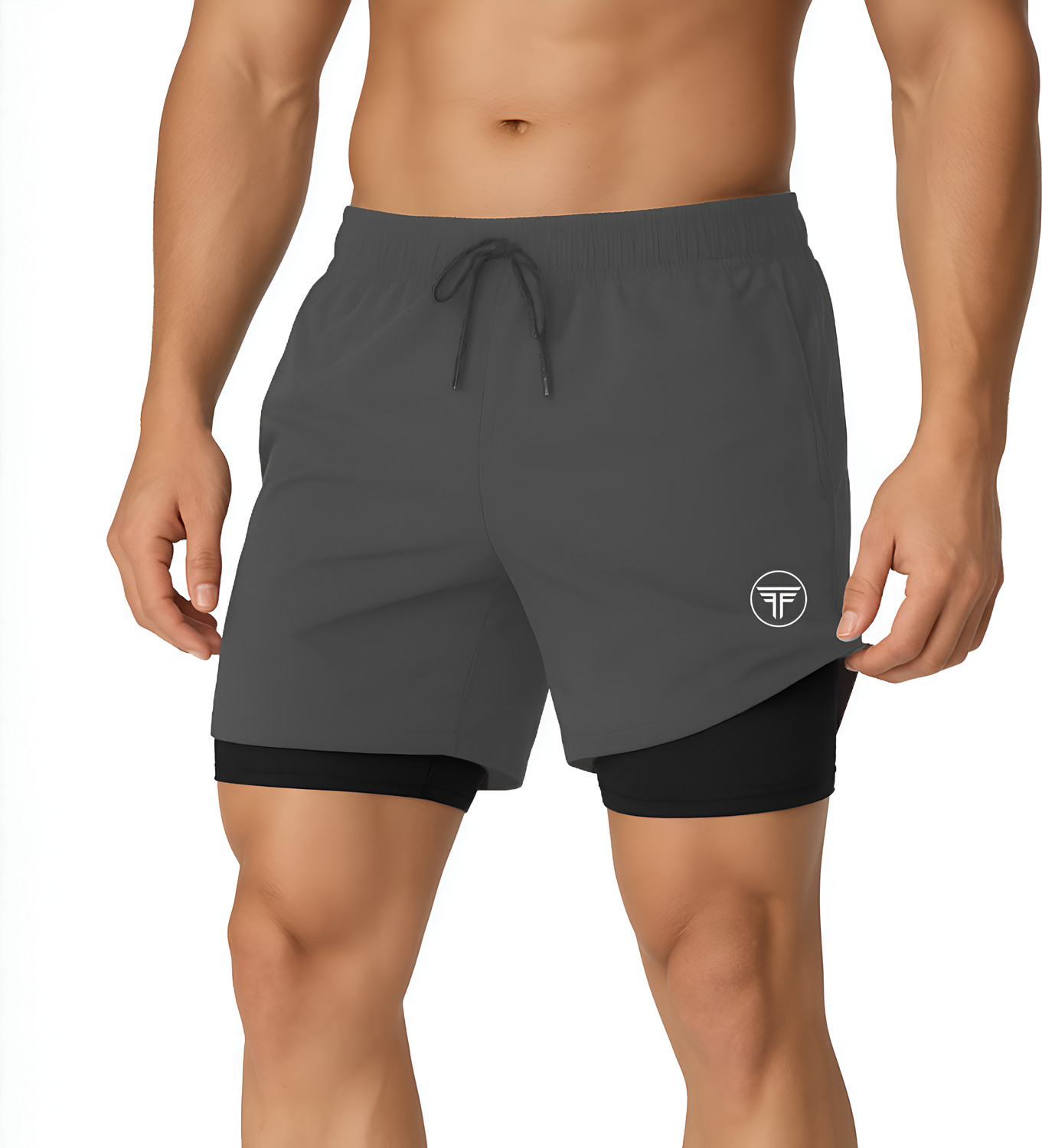 Image of FANEX FITNESS Solid Men Dark Grey Gym Shorts, Running Shorts, Sports Shorts, Compression Shorts