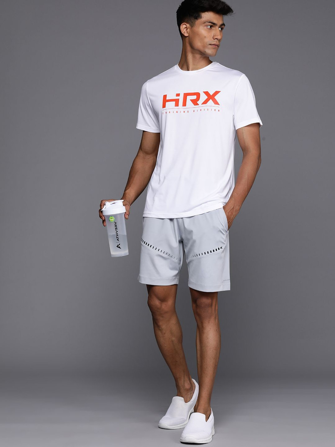 Image of HRX by Hrithik Roshan Solid Men Reversible Grey Regular Shorts