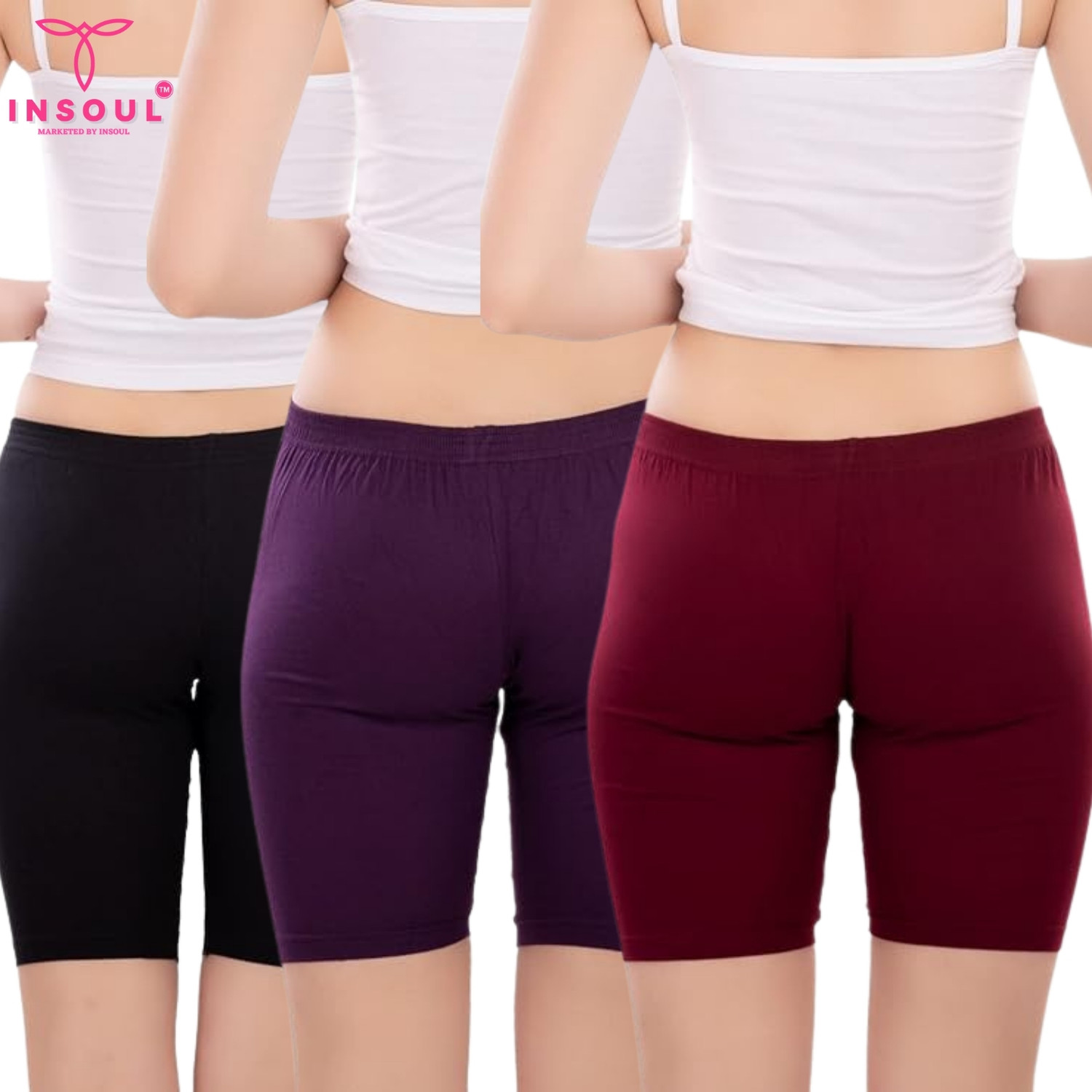 Image of INSOUL Solid Women Maroon, Purple, Black Cycling Shorts