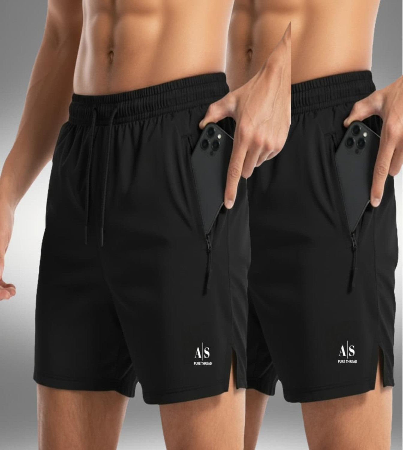 Image of as faision Solid Men Black Sports Shorts, Gym Shorts, Running Shorts, Casual Shorts