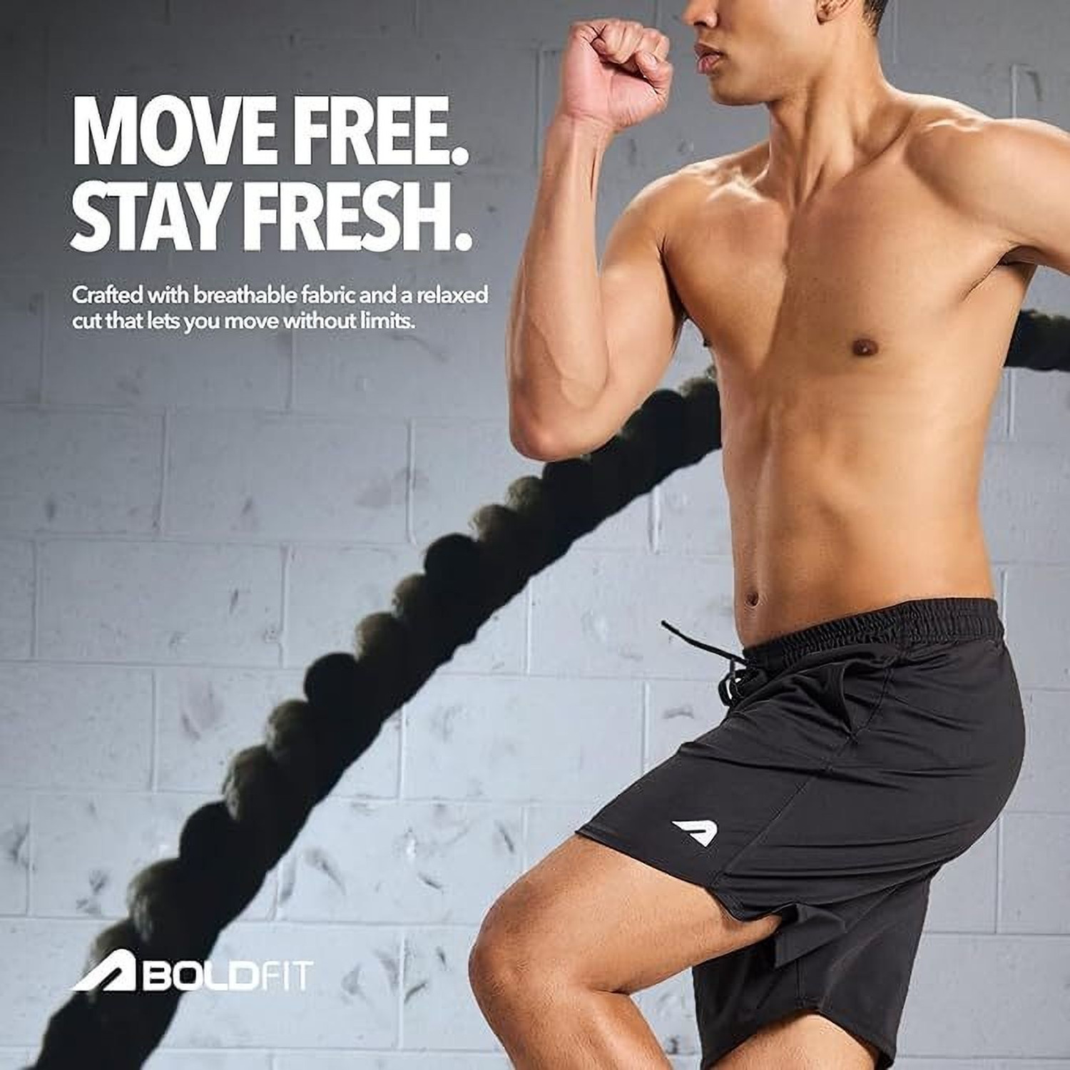 Image of BOLDFIT Solid Men Black Gym Shorts