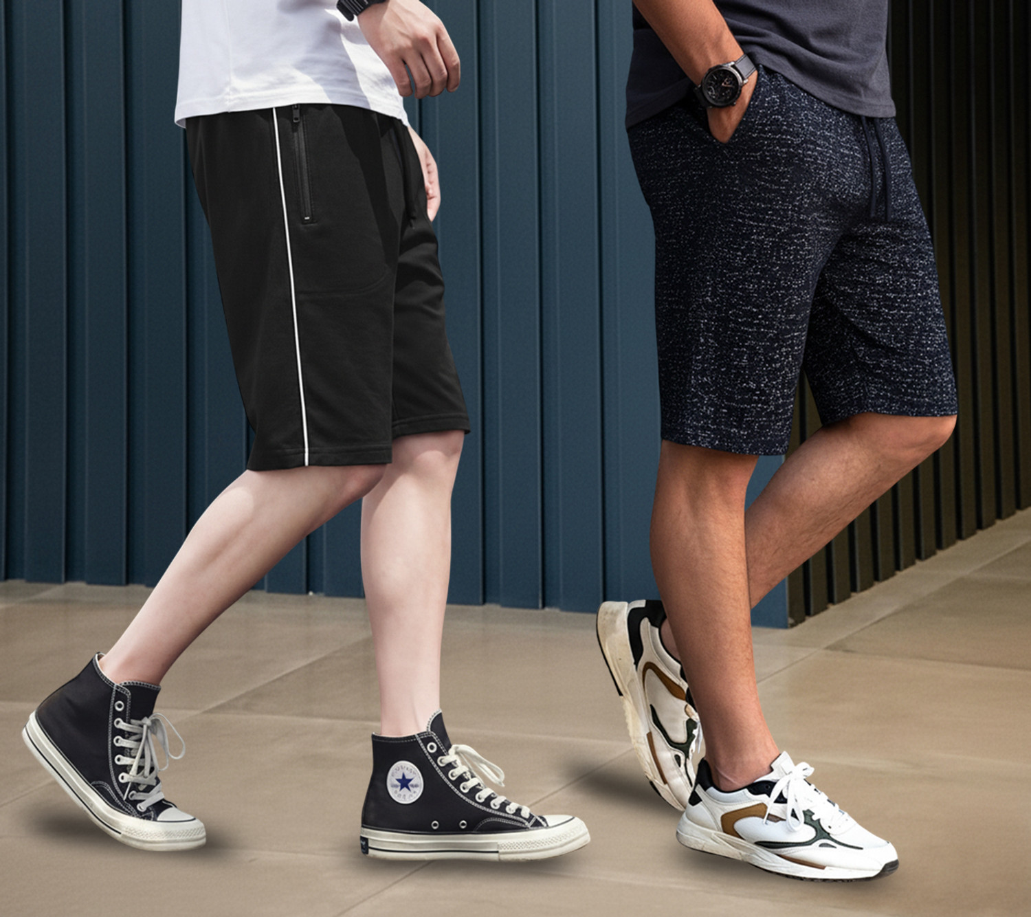 Image of FEEL TRACK Solid, Printed Men Black, Dark Blue Regular Shorts