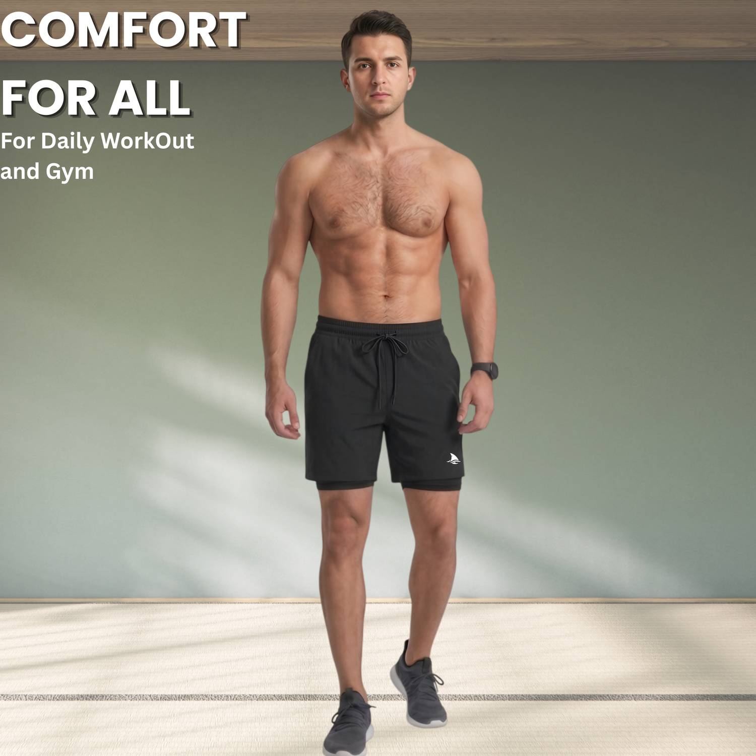 BOLDSHARK Black Men's Running Shorts - Image 3