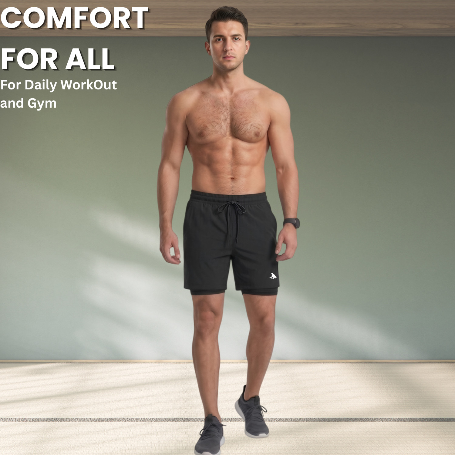 Image of BOLDSHARK Solid Men Black Running Shorts