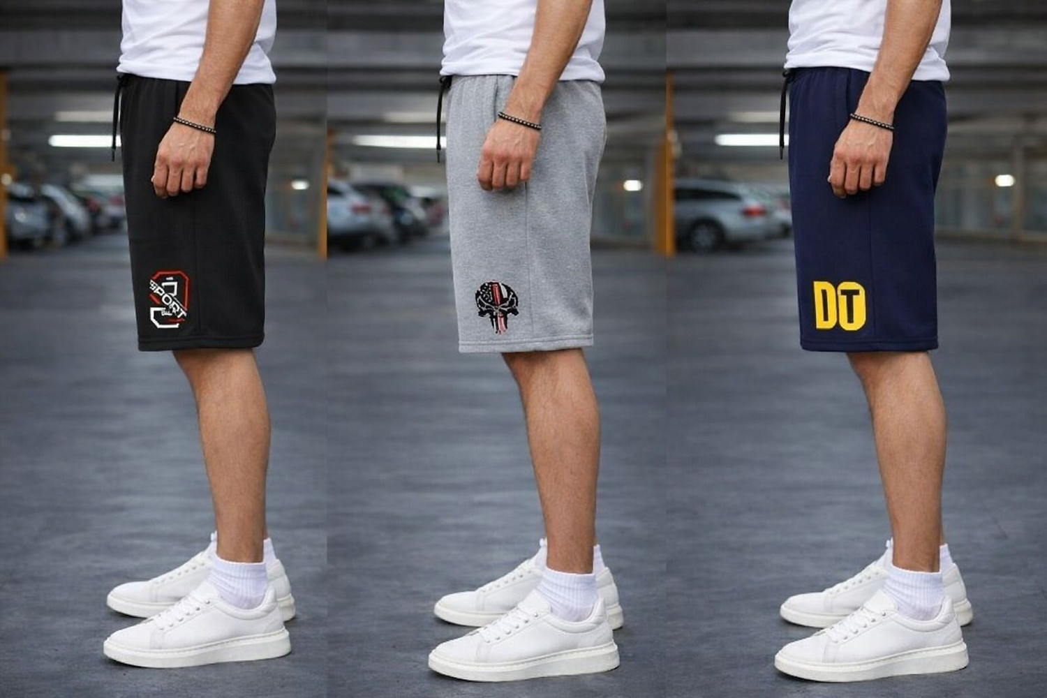 Image of TENRUN Graphic Print Men Black, Grey, Blue Gym Shorts, Casual Shorts