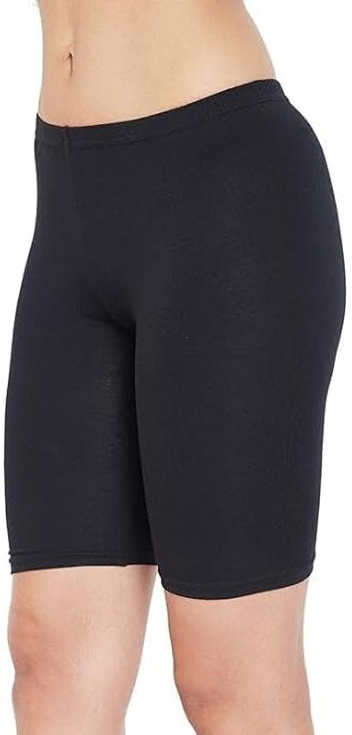 Image of Omikka Solid Women Black Cycling Shorts