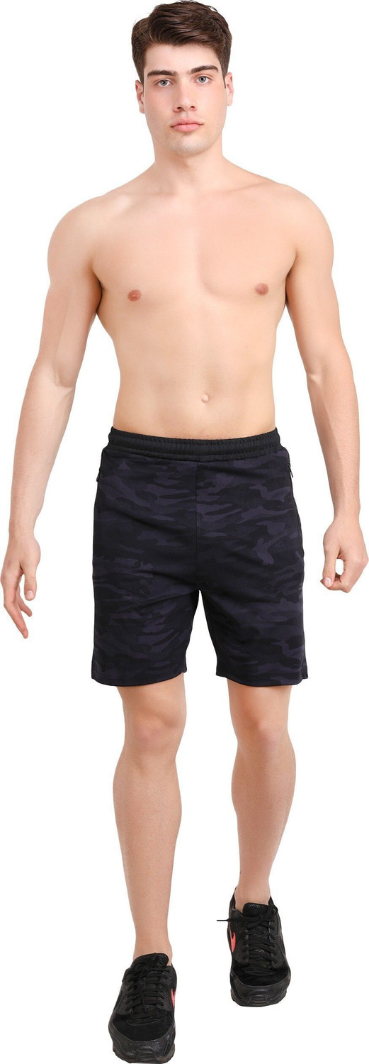Image of never lose Solid, Printed Men Blue Gym Shorts