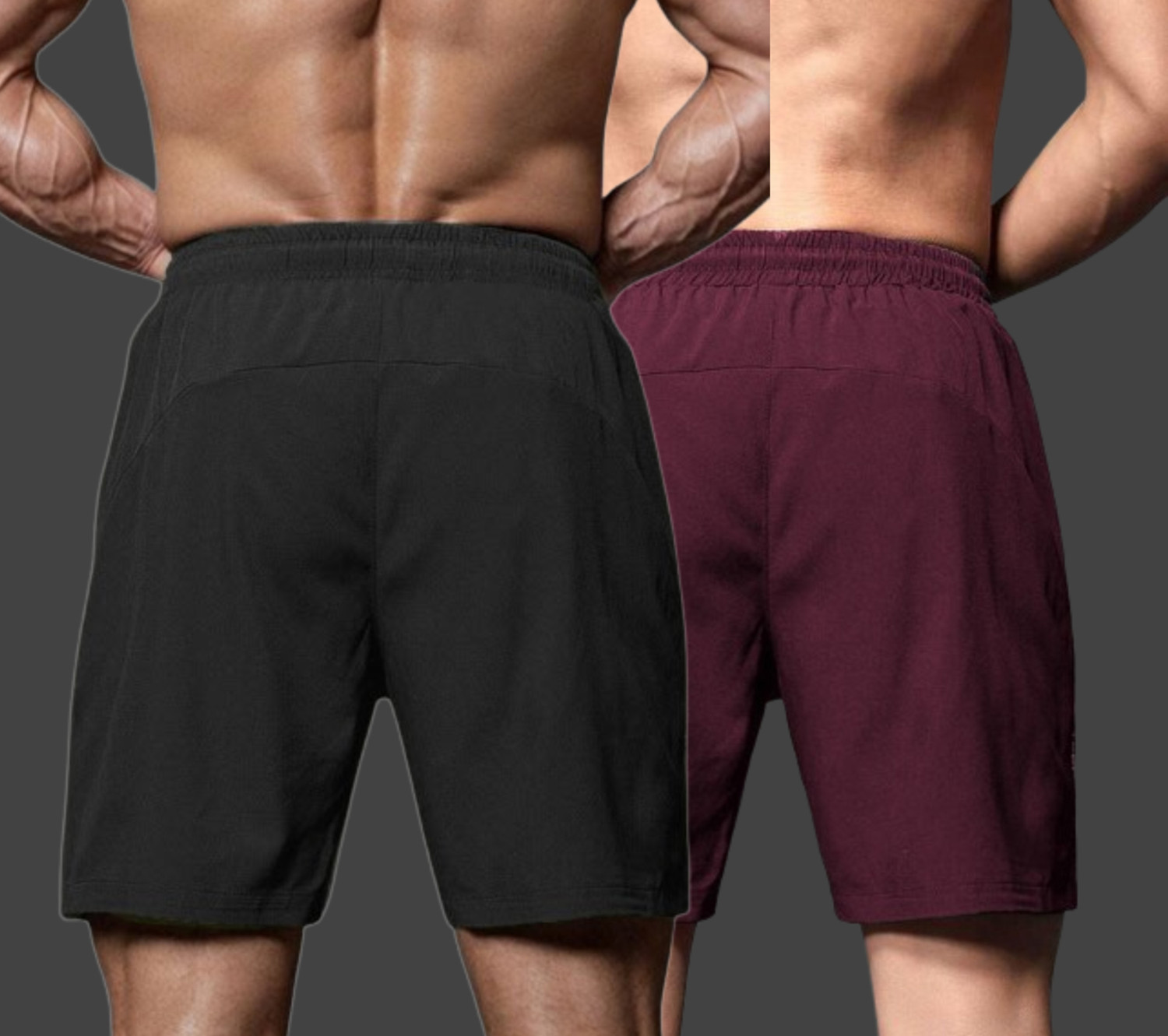 Image of LOTHRIC Solid Men Black, Maroon Gym Shorts