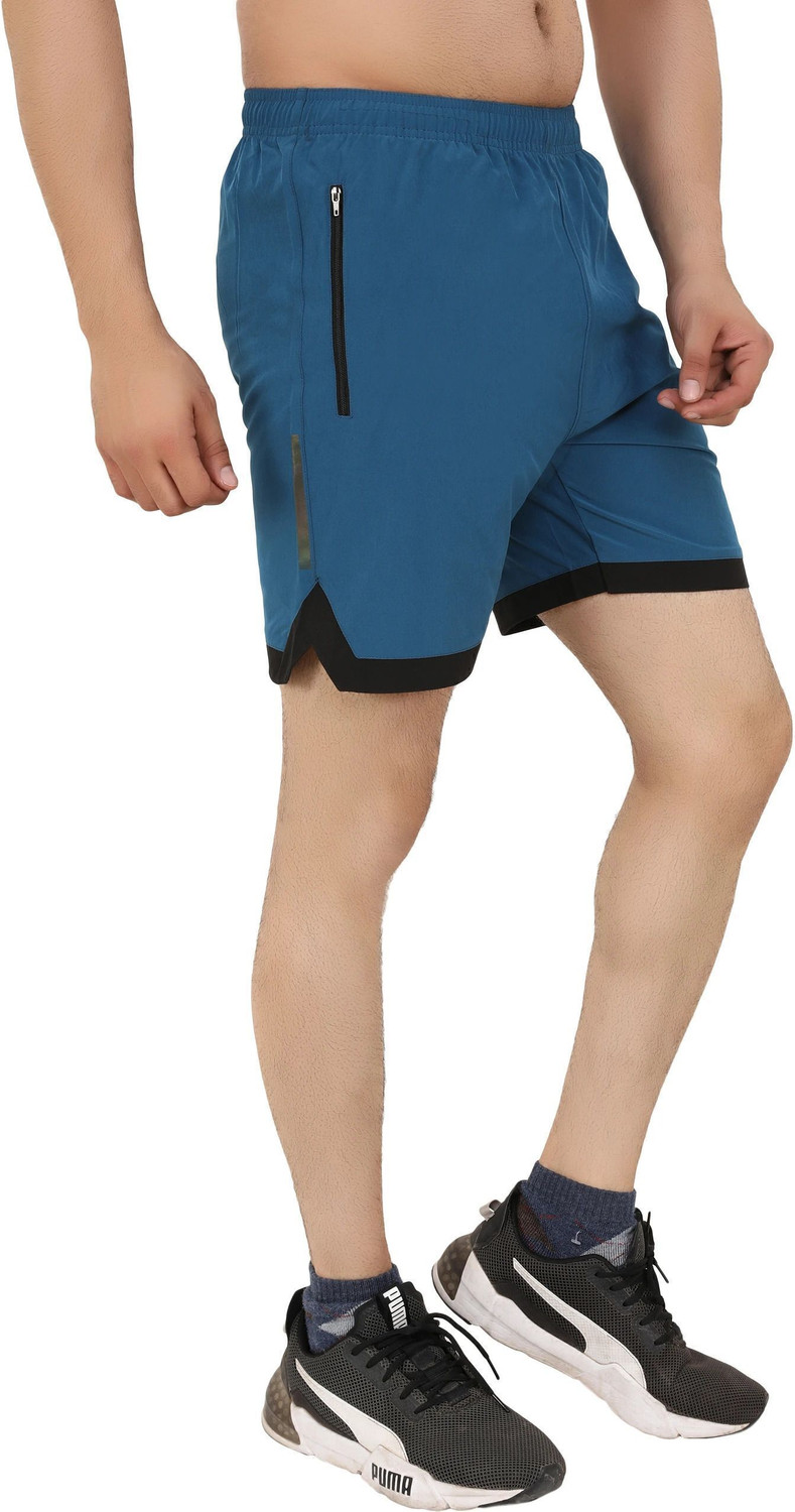Image of NINQ Solid Men Blue Casual Shorts