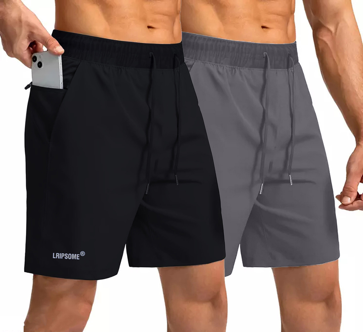Image of Lripsome Solid Men Black, Grey Regular Shorts