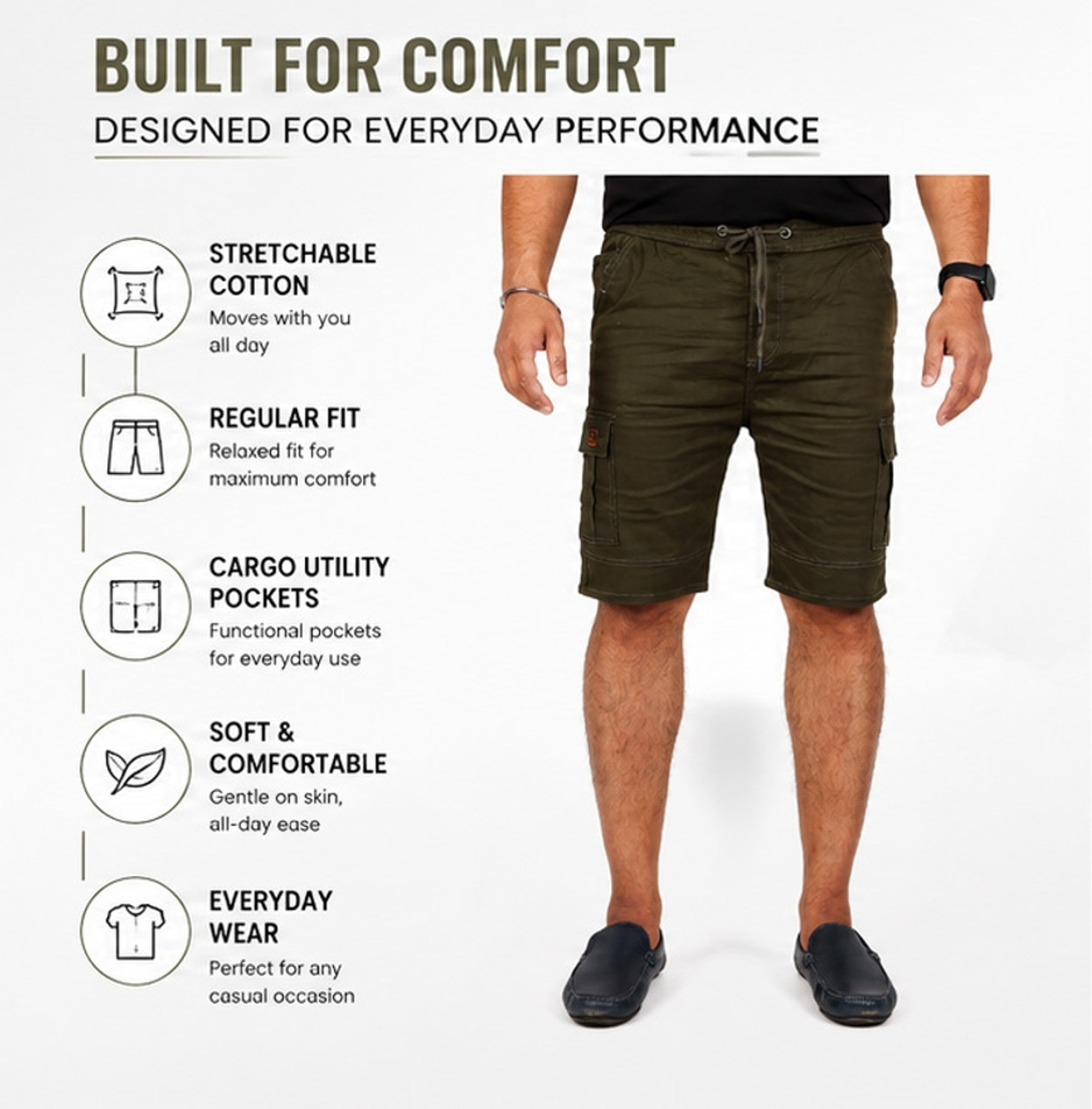 Image of QFA Solid Men Green Casual Shorts