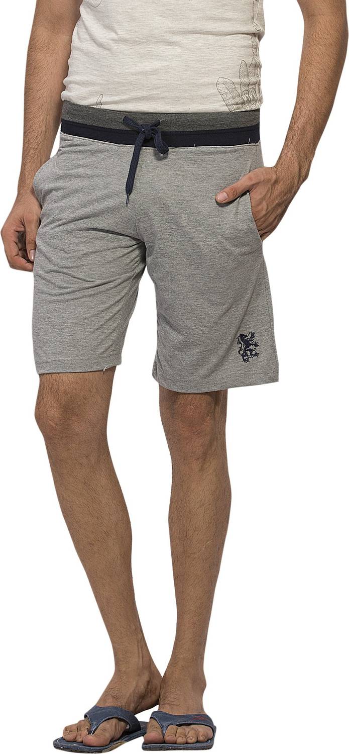 Alan Jones Solid Men Grey Basic Shorts