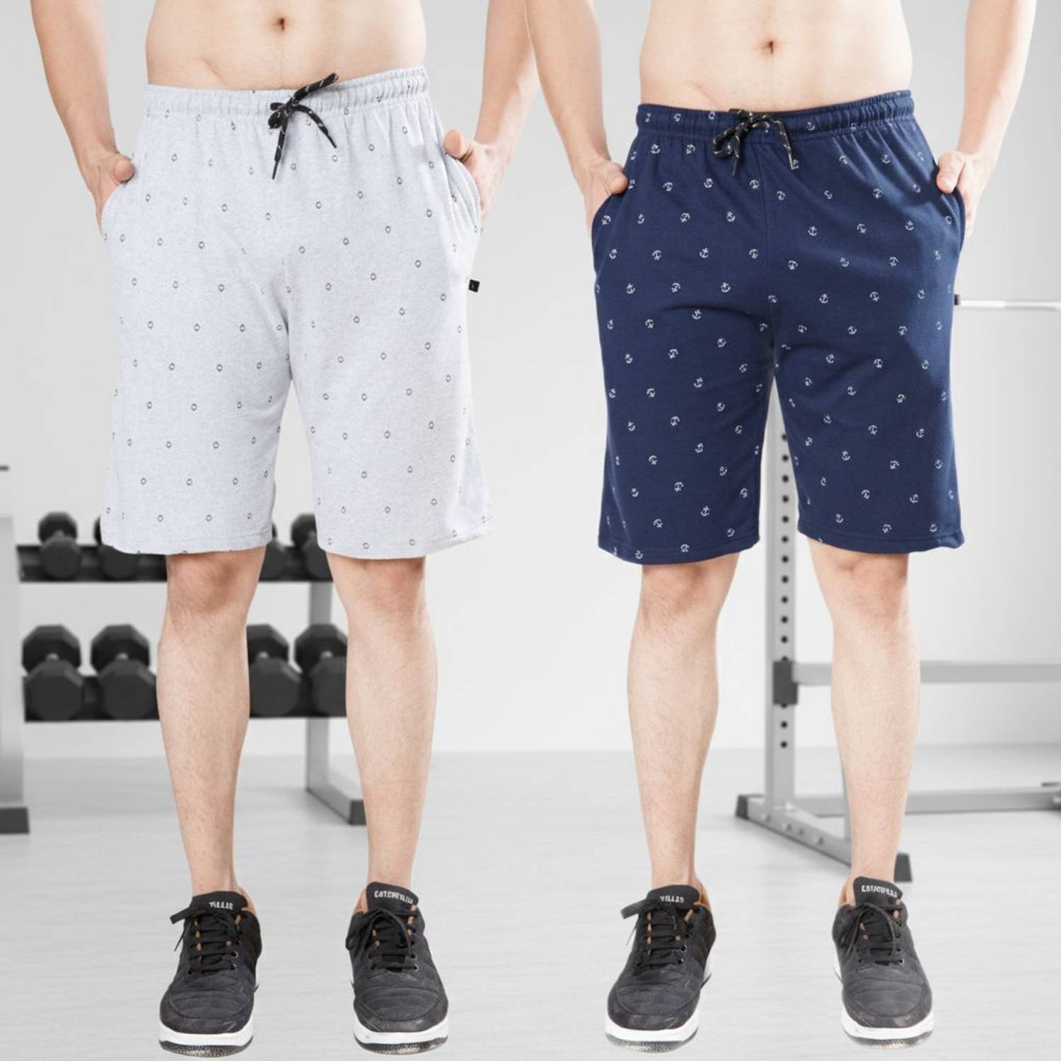 WILD CAMO Pack of 2 Printed Men Blue, White Regular Shorts