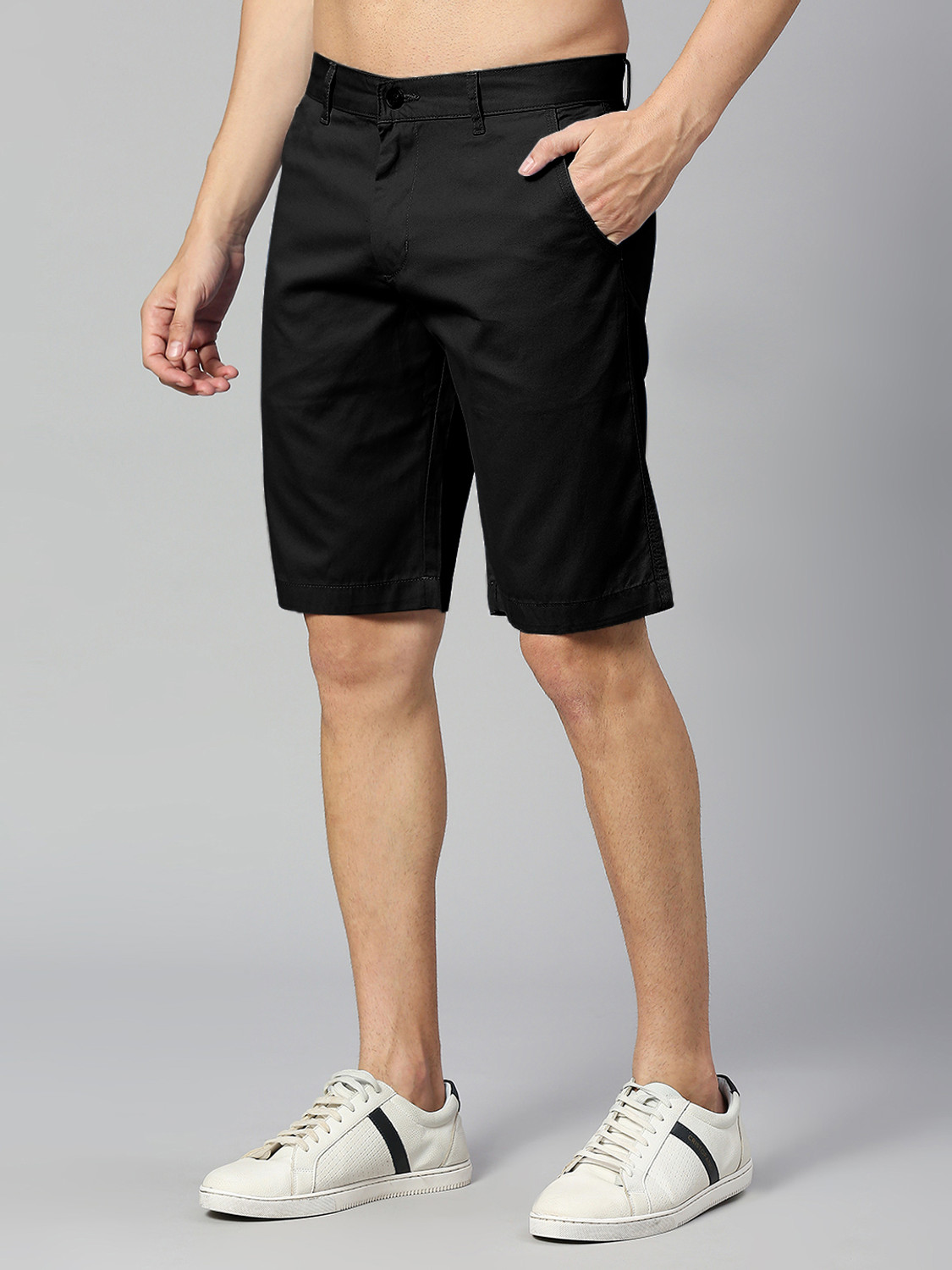 Image of Thomas Scott Solid Men Black Chino Shorts