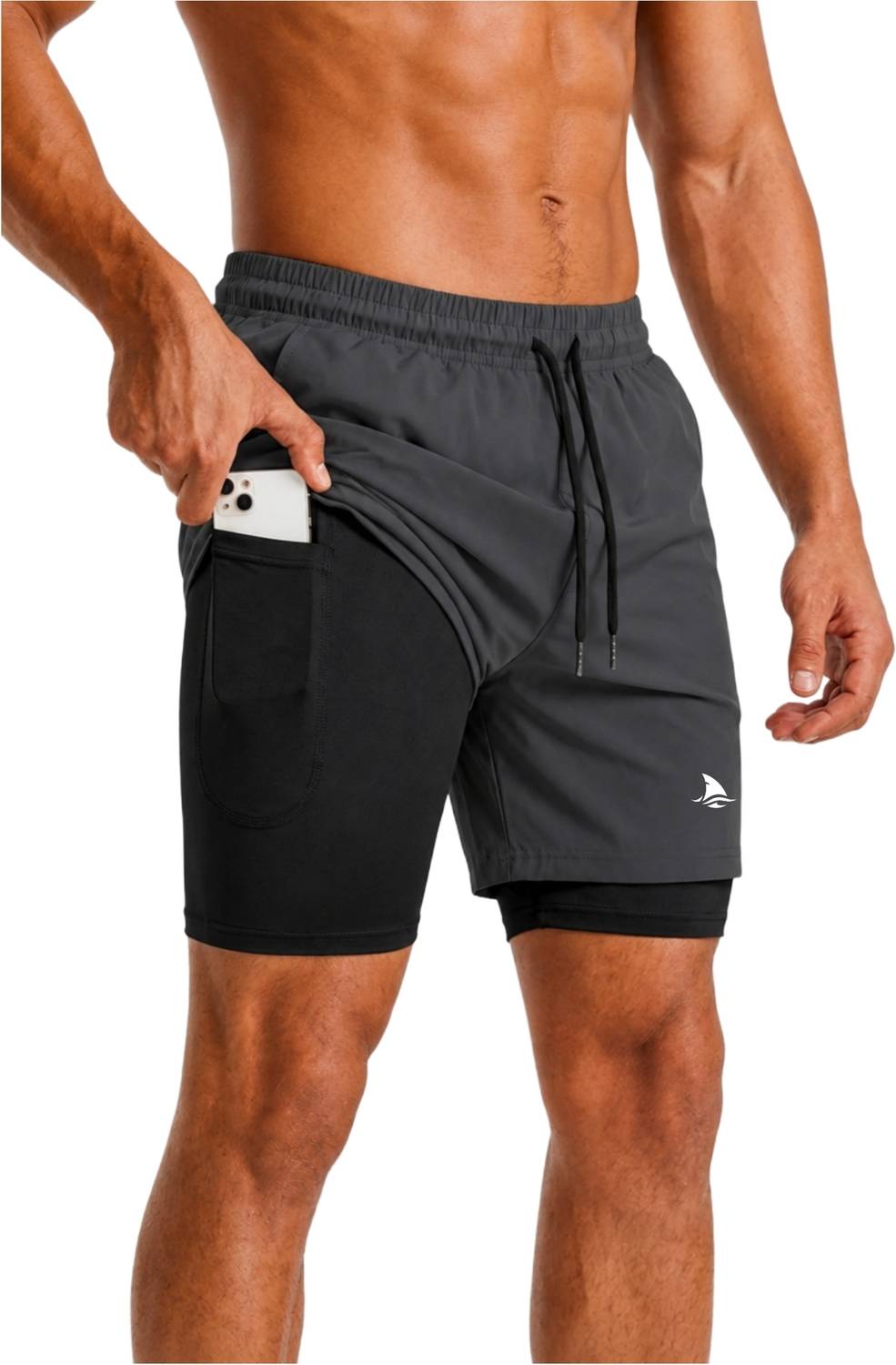 BOLDSHARK Men Dark Grey Compression Shorts - Image 1