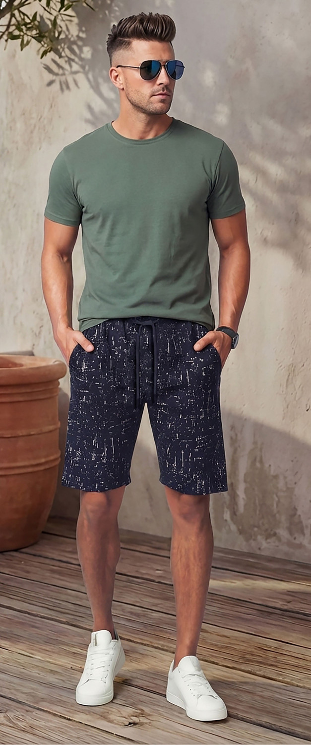 Image of FEEL TRACK Printed Men Dark Blue Bermuda Shorts