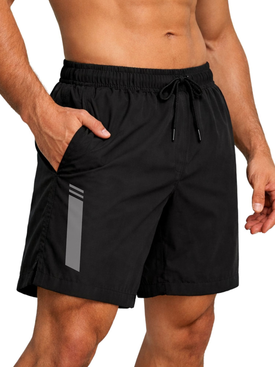 Image of 3colors Solid Men Black Sports Shorts