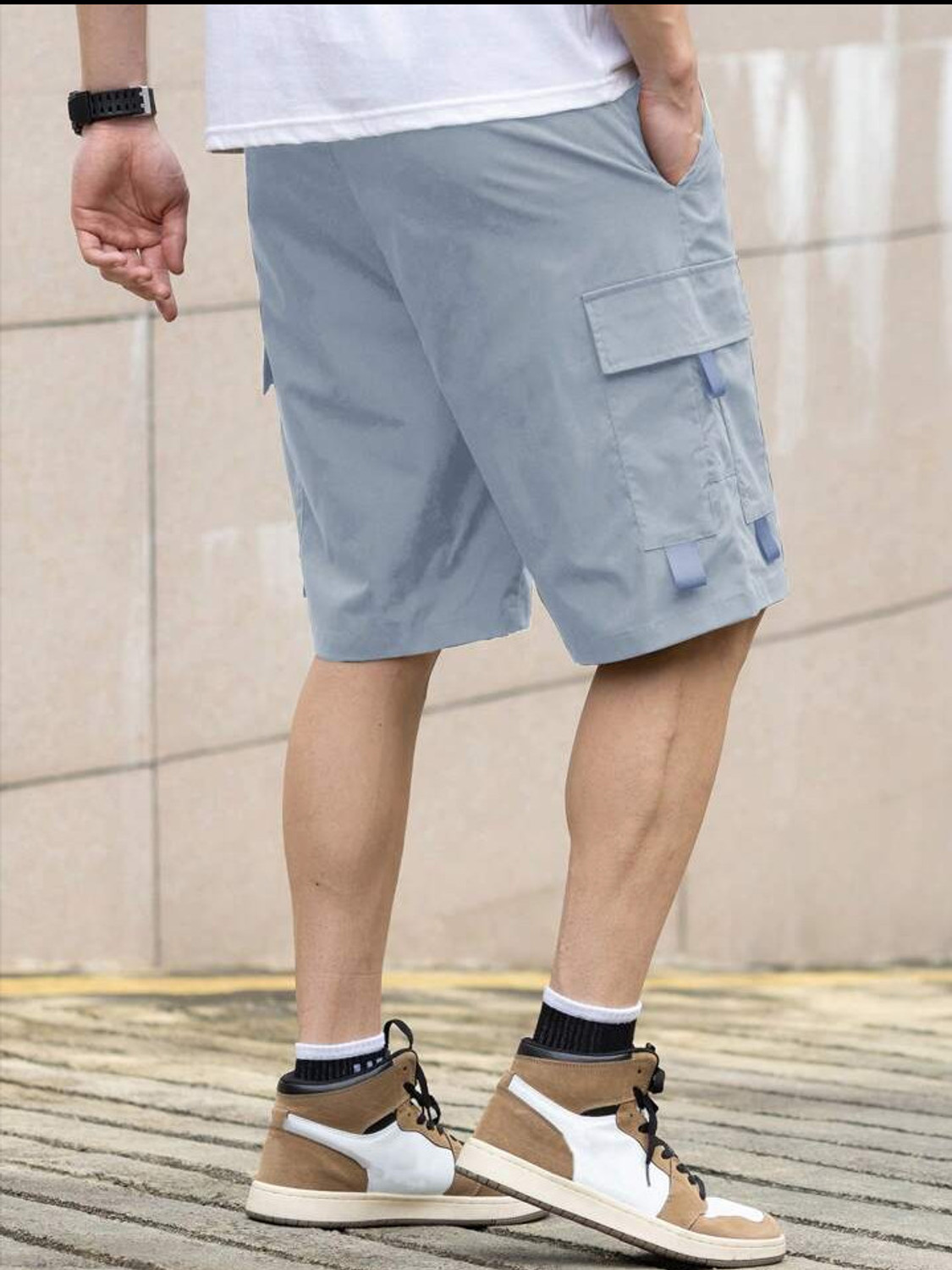 Image of TorontoCN Solid Men Grey Cargo Shorts