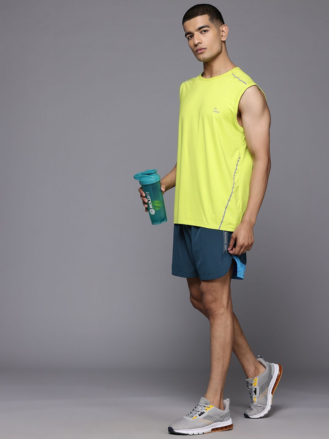 Image of HRX by Hrithik Roshan Solid Men Blue Sports Shorts