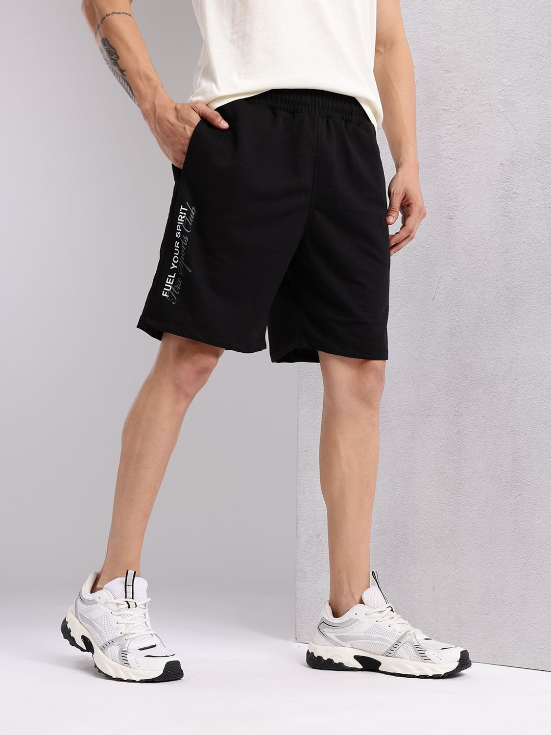 Image of HRX by Hrithik Roshan Printed Men Black Regular Shorts