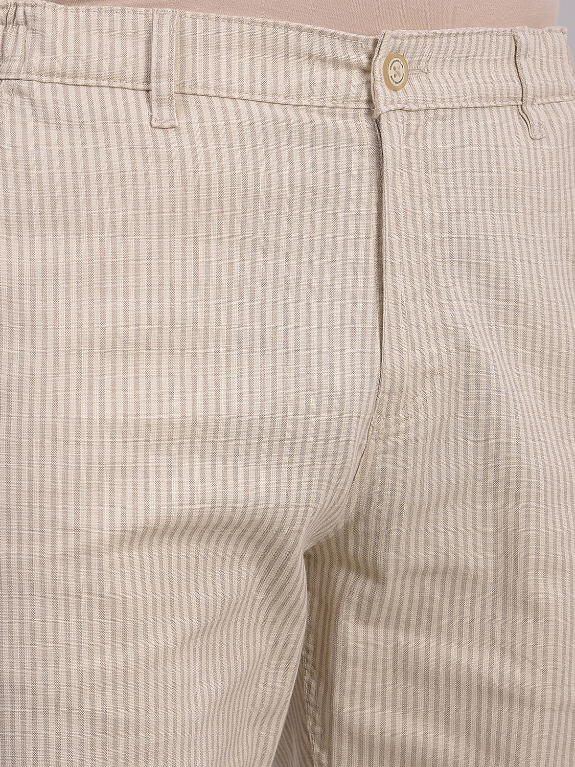 Image of CRIMSOUNE CLUB Striped Men Beige Chino Shorts