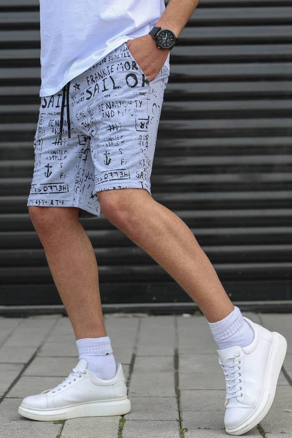 Image of Jungle Berry Graphic Print Men Black, Grey Regular Shorts
