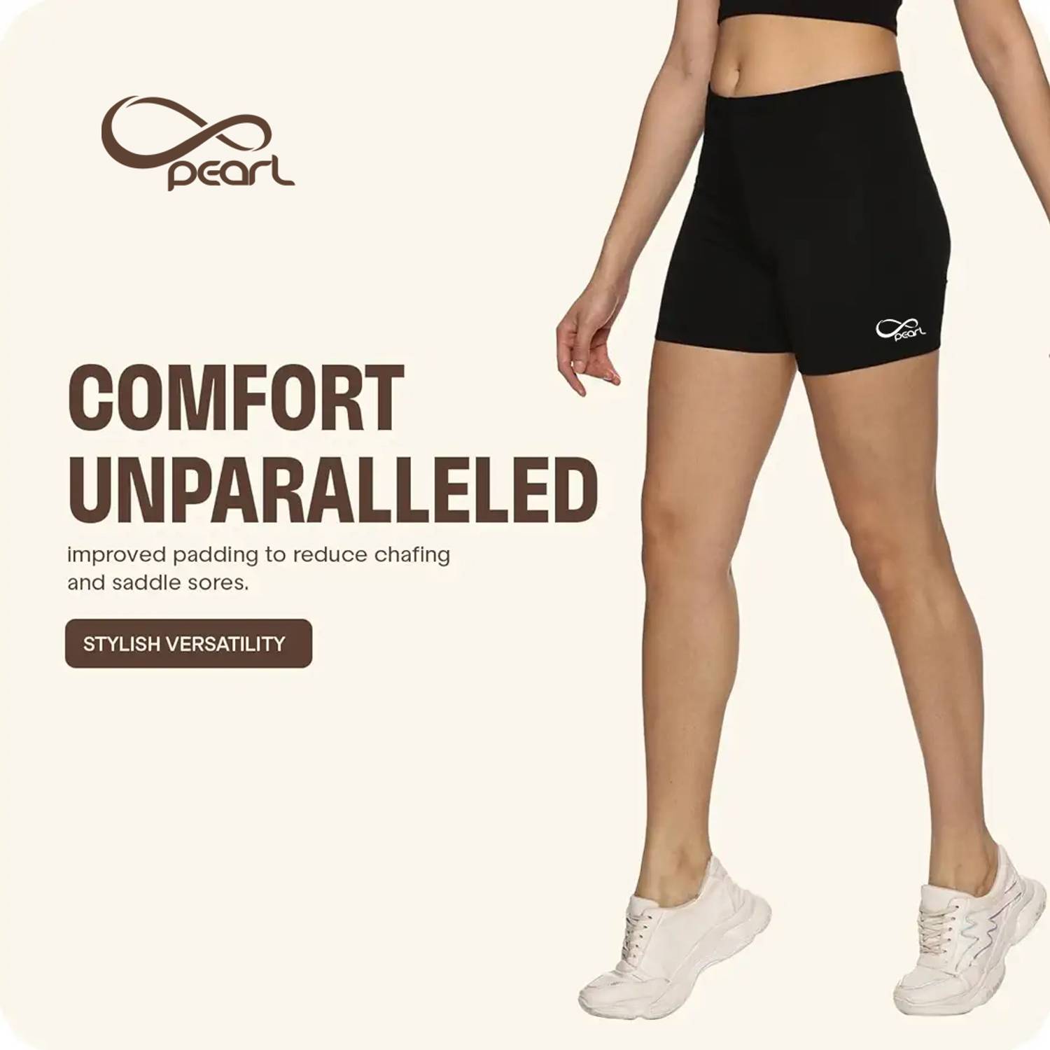 AquaPEARL Solid Women Black Sports Shorts